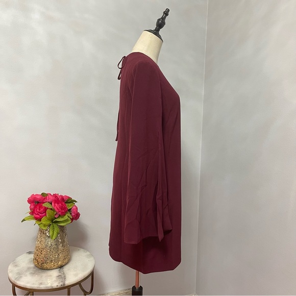 Dress The Population Burgundy Dahlia Long Sleeve Drape Back Minidress - Reemoly - Picture 5 of 17
